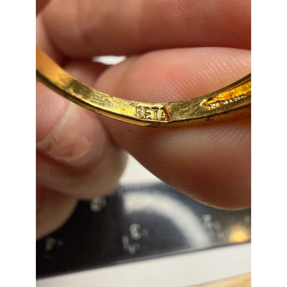 Seta Gold Tone Marquise Cubic Zirconia Bypass Cocktail Ring Size 10